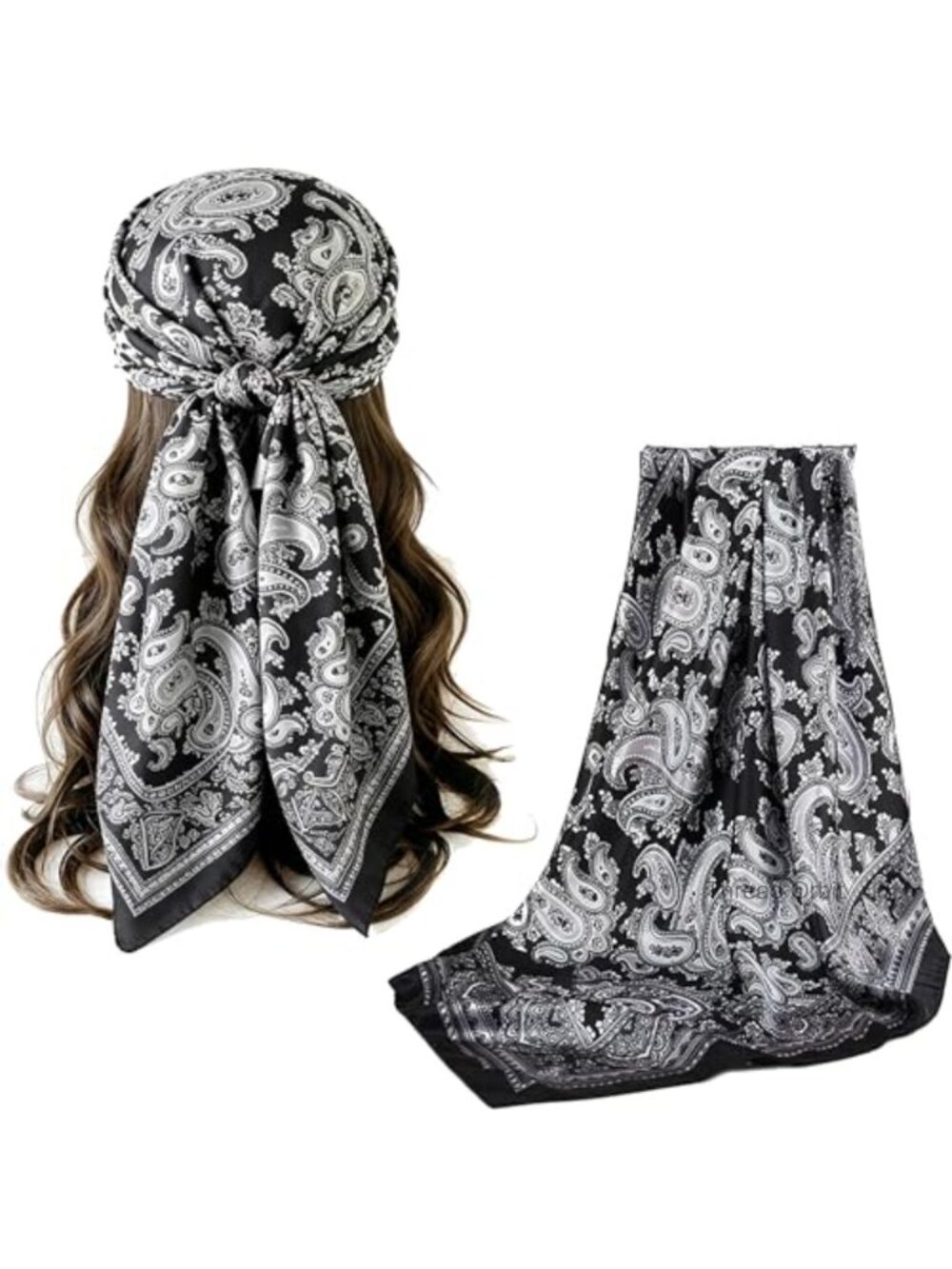 Silky Satin Large Square Head Scarf 35in Hair Wrap Neck Scarves Bandana